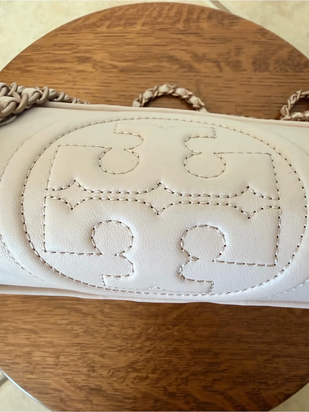Tory Burch Pink, Taupe & Cream Quilted Chain Shoulder Bag